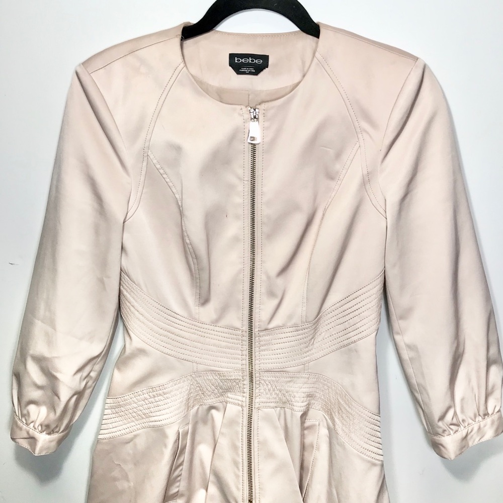 Bebe Light Pink Jacket Dress w/ Front Zipper | S